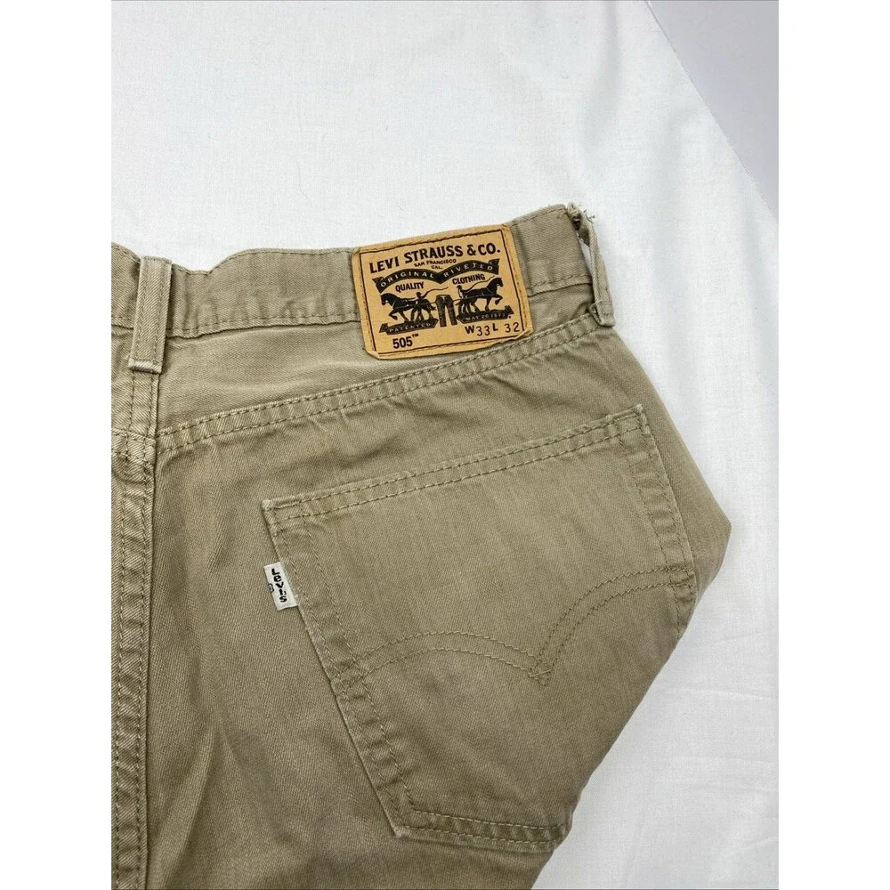 Levi’s 505 Regular Fit Men’s Jeans - Tan/Khaki - W33 L32 (Actual 32x30.5)